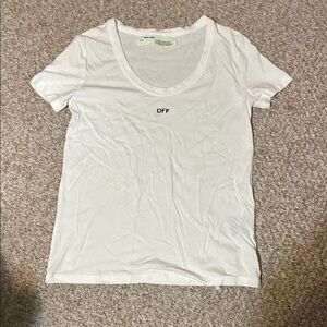 Off-White Women's Tee with Black Logo